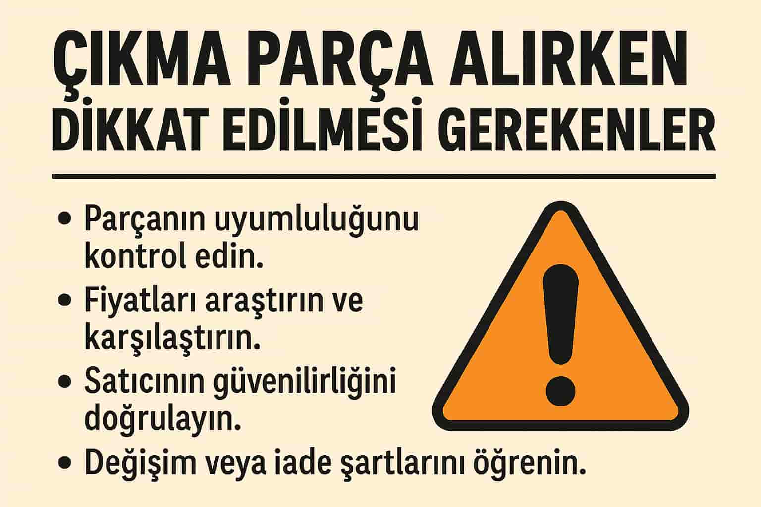 Çıkma Parça Alırken Dikkat Edilmesi Gerekenler